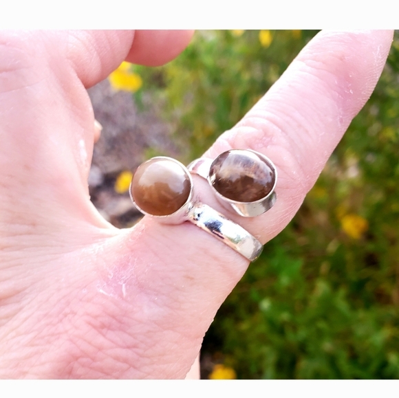New Golden Rutile Adjustable 925 Silver Ring. - Picture 8 of 16